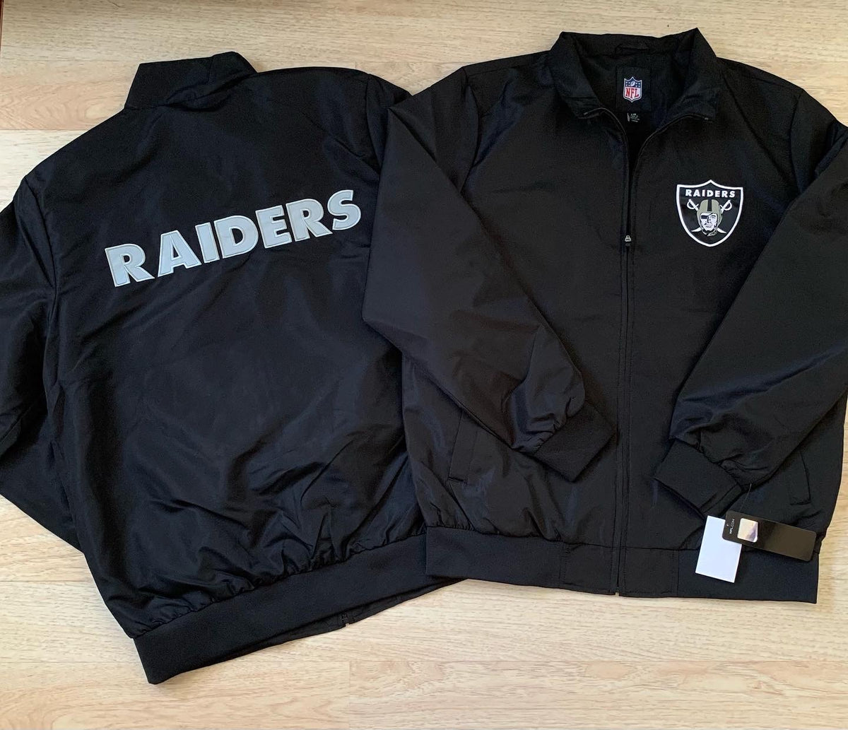 Las Vegas Raiders Starter Windbreaker Hoodie Jacket available Now Online  www.timeoutsports.store or instore Santa Fe Springs Swapmeet Space…