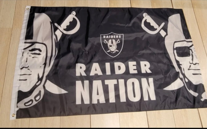 Las Vegas Raiders 2 Face Logo 3x5 Flag – Time Out Sports